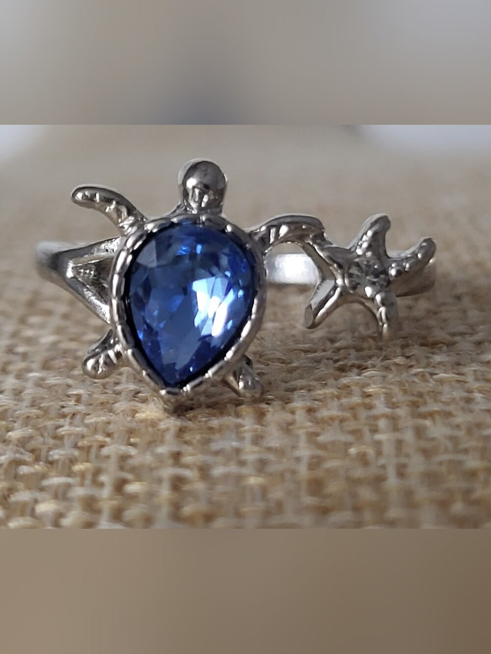 Blue Teardrop Sea Turtle Ring - Women Jewelry